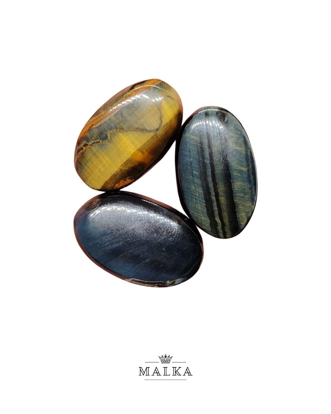 Black Tiger Eye Cabochon – Set of 3, Mixed Sizes (27-29mm)