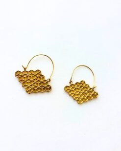 Alternative view of Textured Hammered Half Moon Brass Earrings