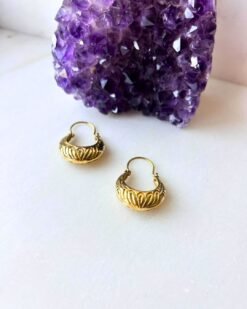 Engraved Crescent Tribal Brass Earrings