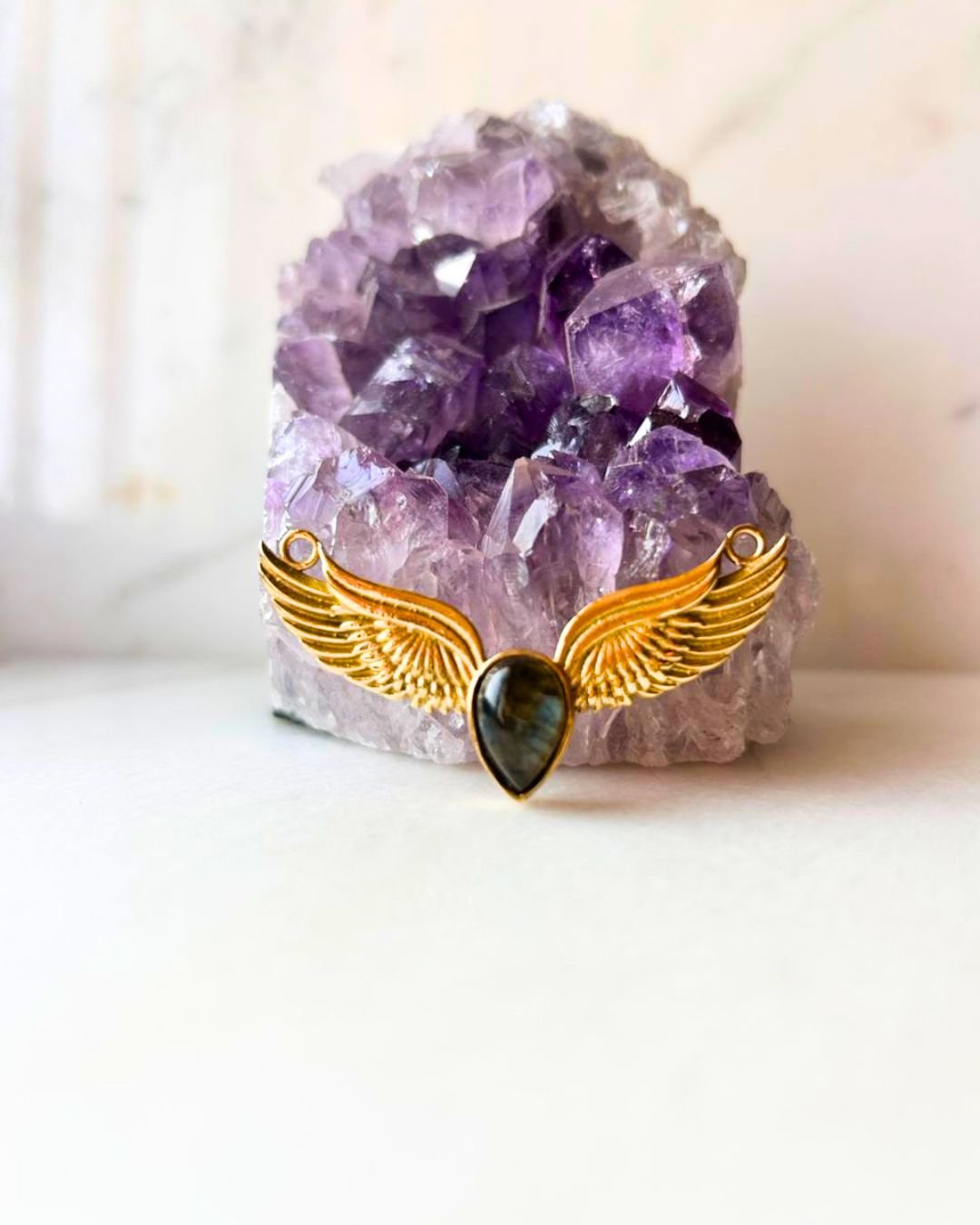 Teardrop Moonstone Brass Connector for Jewelry Making