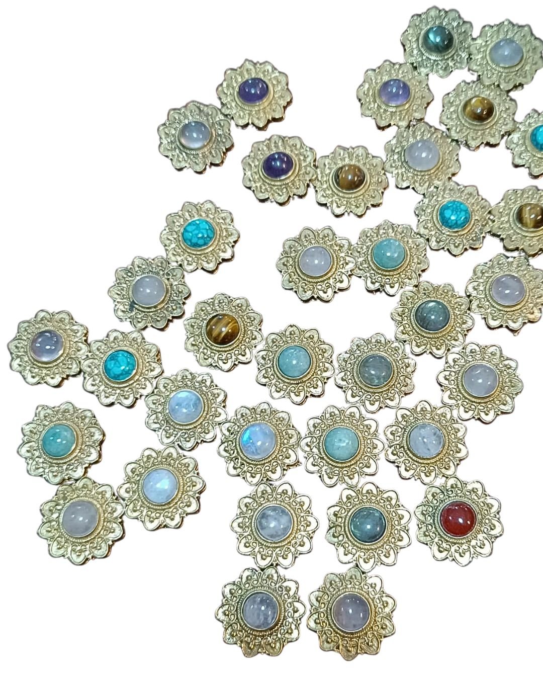 10 Mandala Brass Charms Connectors