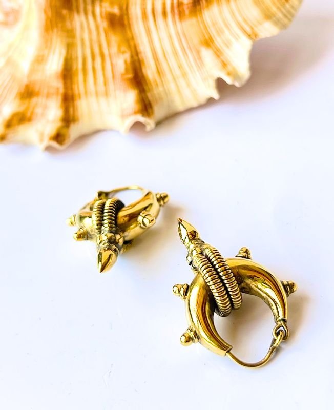5/20 Pairs Warrior Spike Hoop Brass Earrings