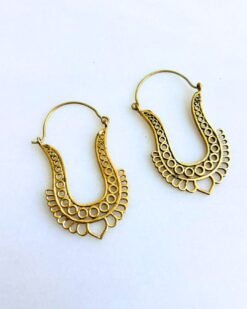 Alternative view of 5/20 Pairs Tribal U Shape Statement Brass Earrings