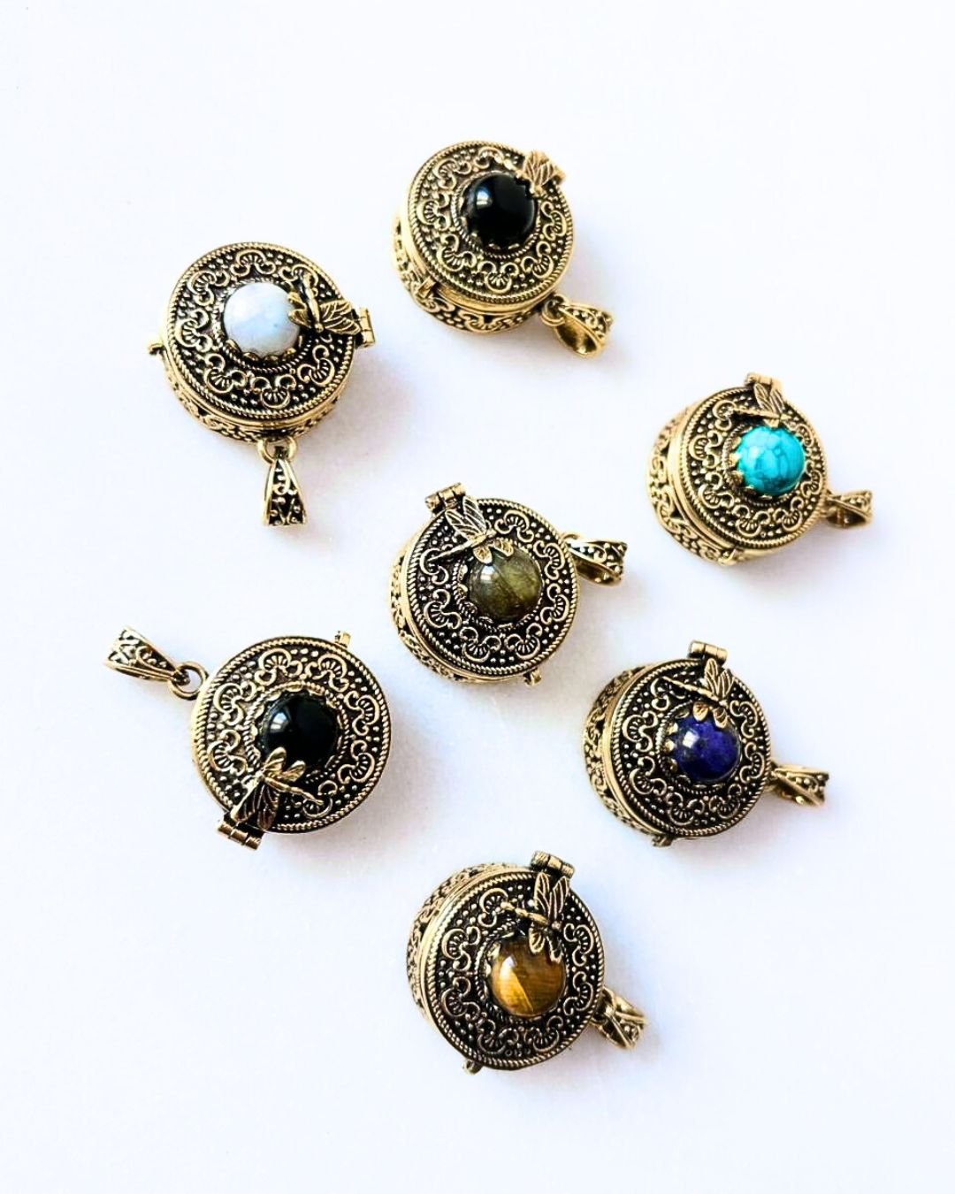 Vintage Dragonfly Stone Brass Connector for Jewelry Making - Image 2