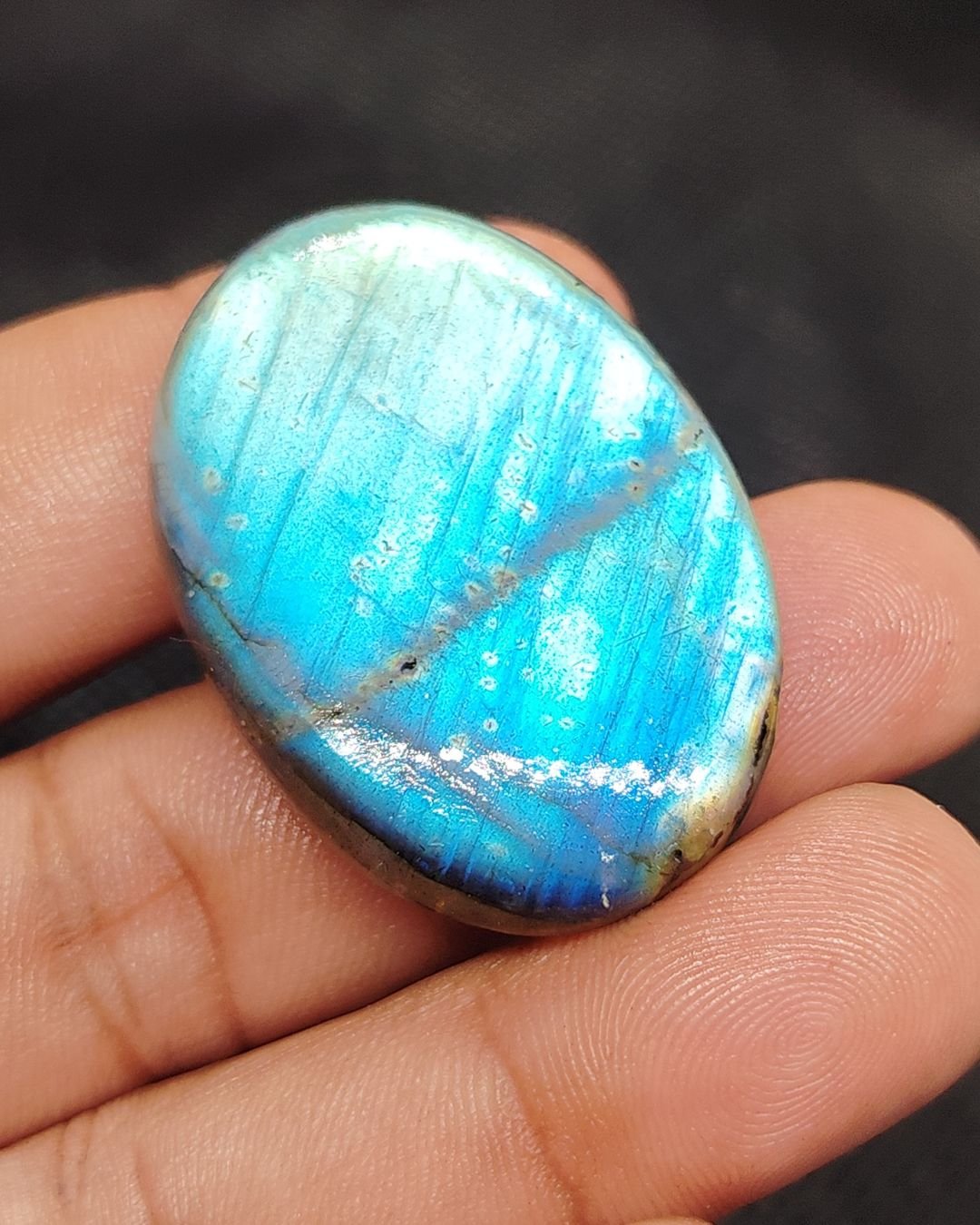 43mm Labradorite Cabochon - Oval Blue Full Flash - Image 2