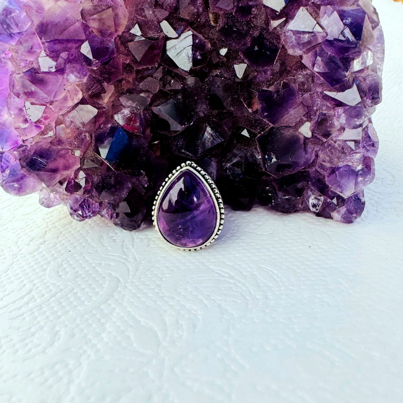 Amethyst Teardrop Grooved Stones Connectors