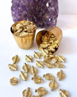 Alternative view of Round Ribbed Brass Charms