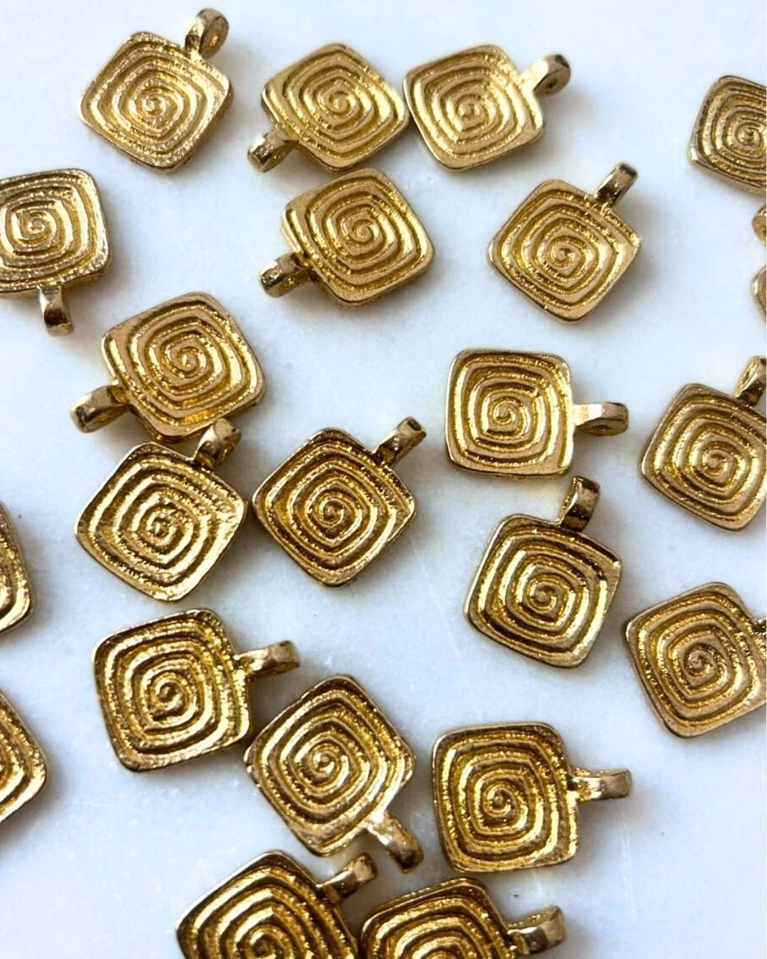 Square Spiral Brass Charms