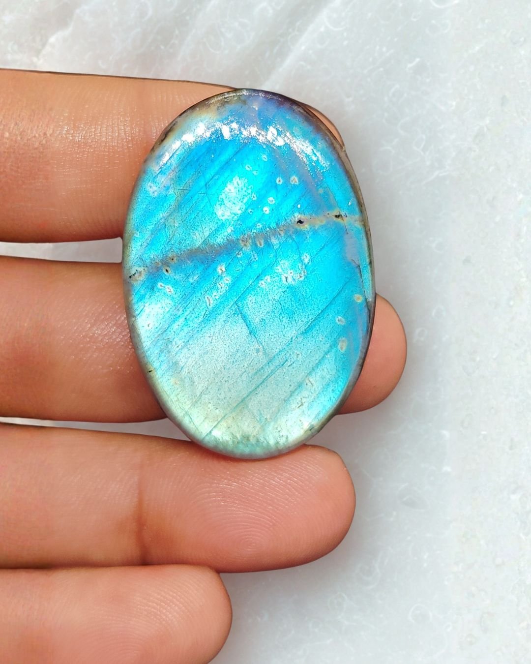 43mm Labradorite Cabochon - Oval Blue Full Flash - Image 3