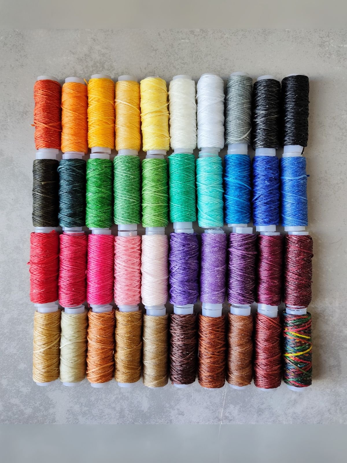 Waxed Cord 1mm – Mini Spool Set of 40 Colors for Jewelry & Micro Macramé