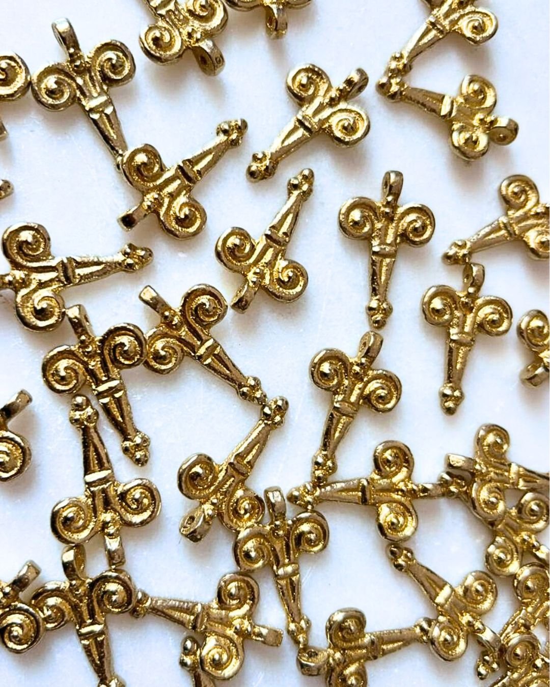 Spiral Cross Brass Charms
