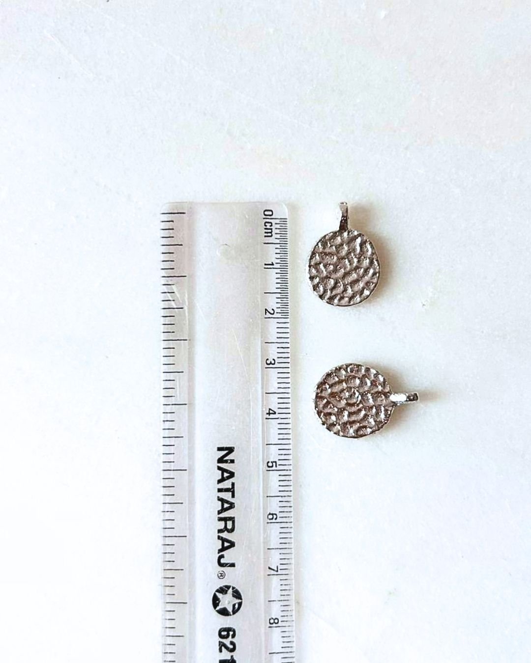 Textured Silver Filled Round Brass Charms - Image 3