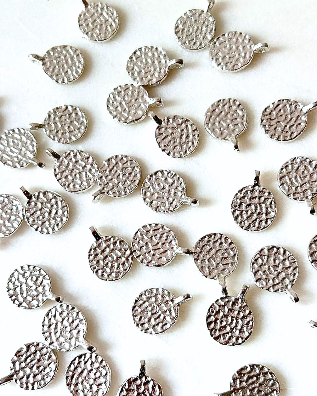 Textured Silver Filled Round Brass Charms - Image 2