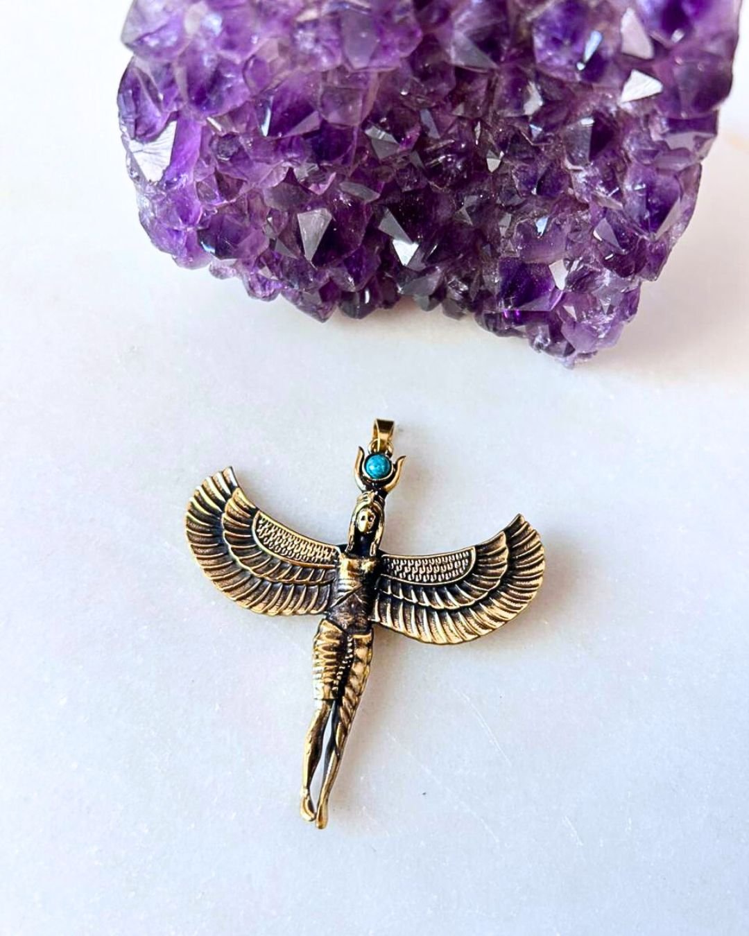 Winged Goddess Brass Connector for Jewelry Making