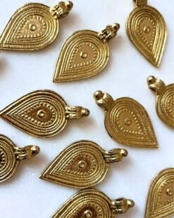Engraved Teardrop Brass Charms