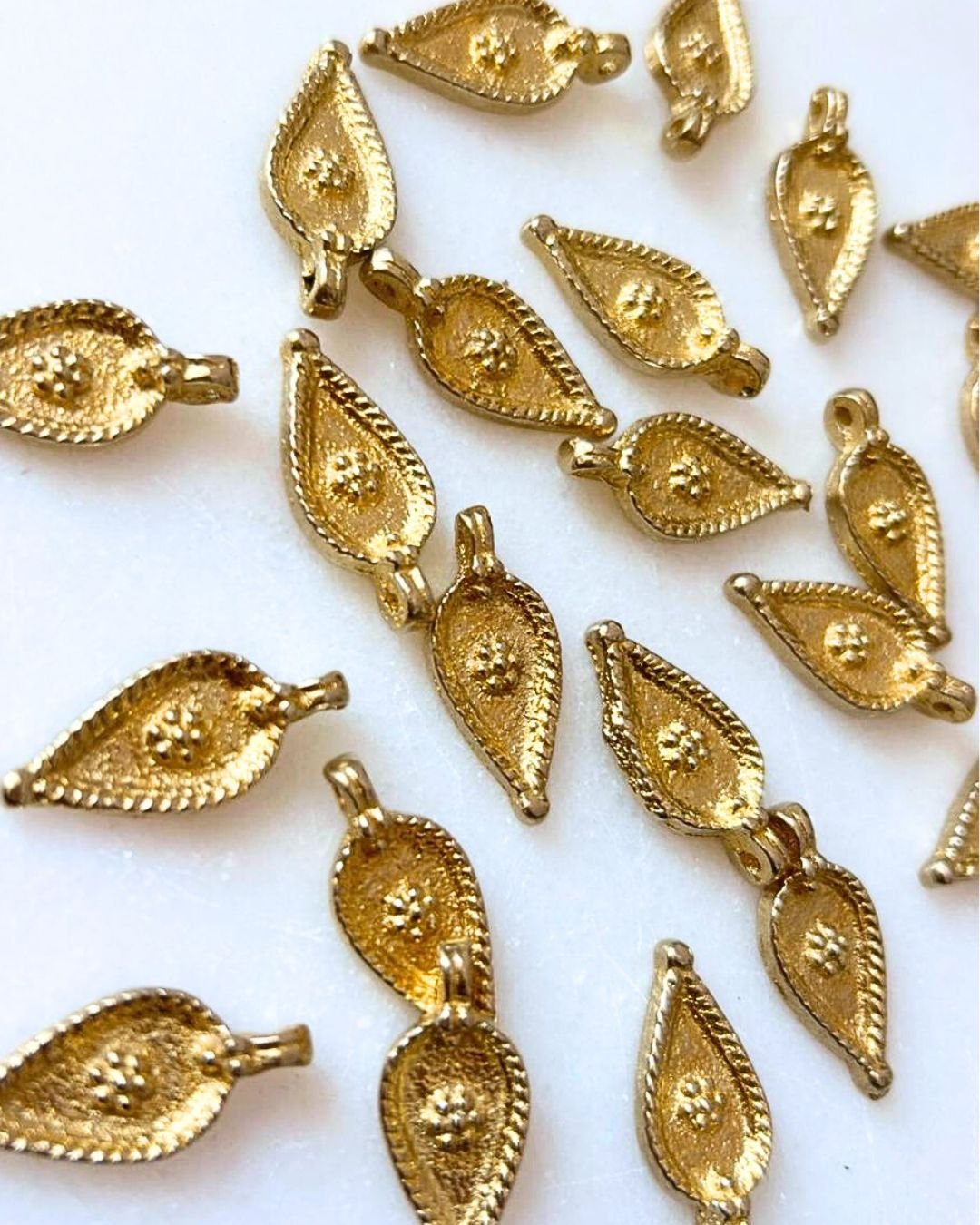 Textured Teardrop Brass Charms