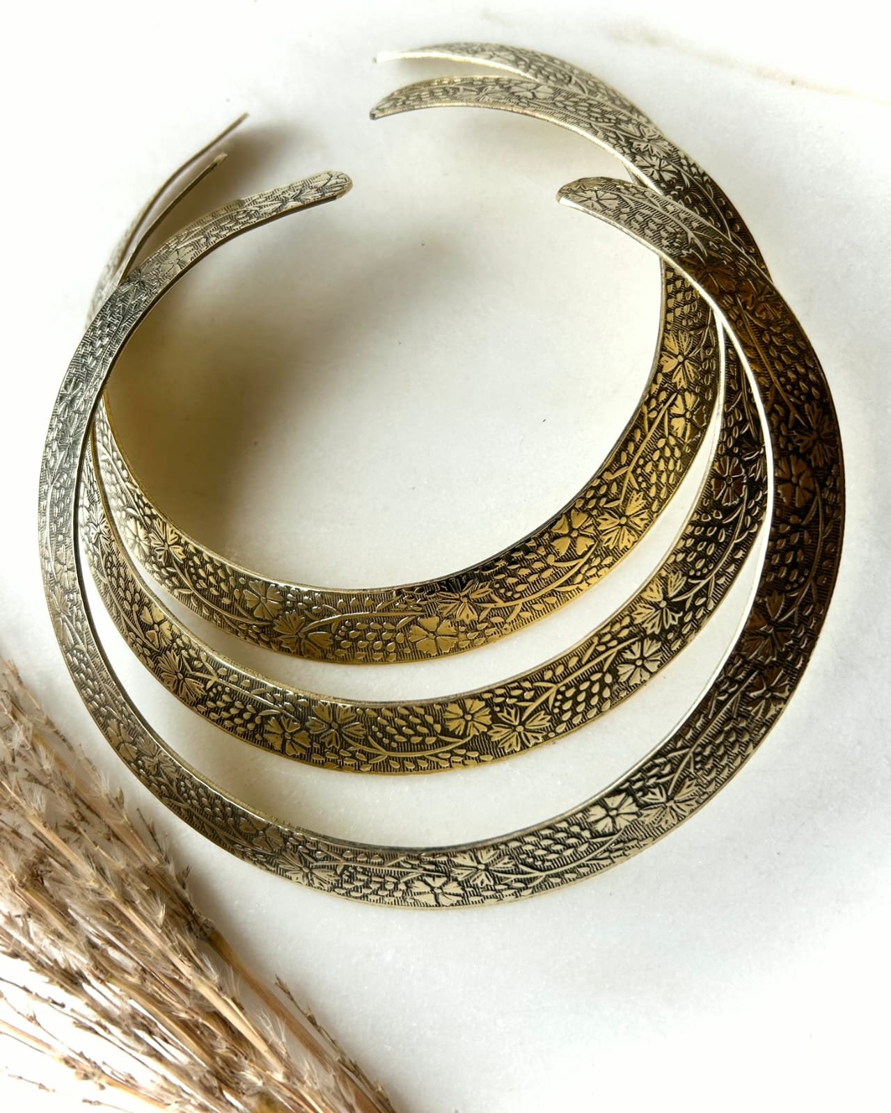 Meadow Engraved Brass Choker Set