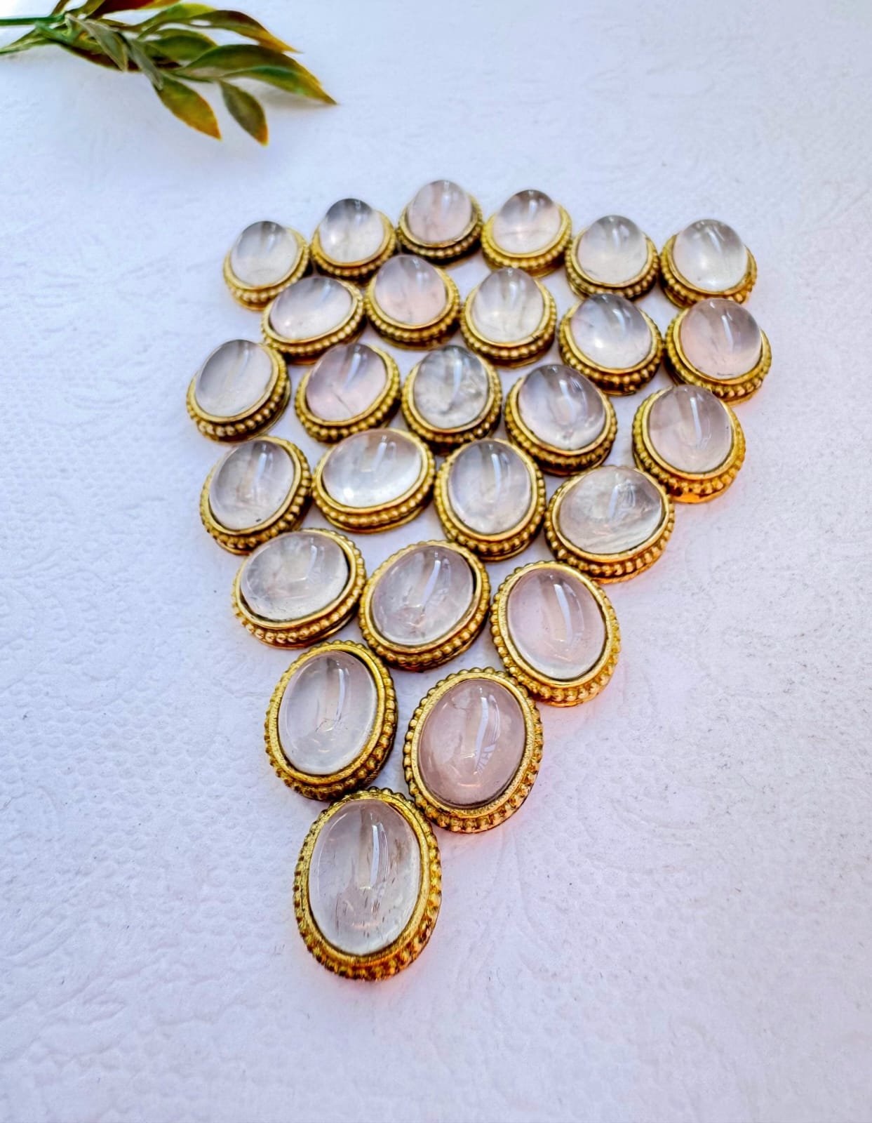 Oval Grooved stones - Rose Quartz Connectors for Micro Macrame