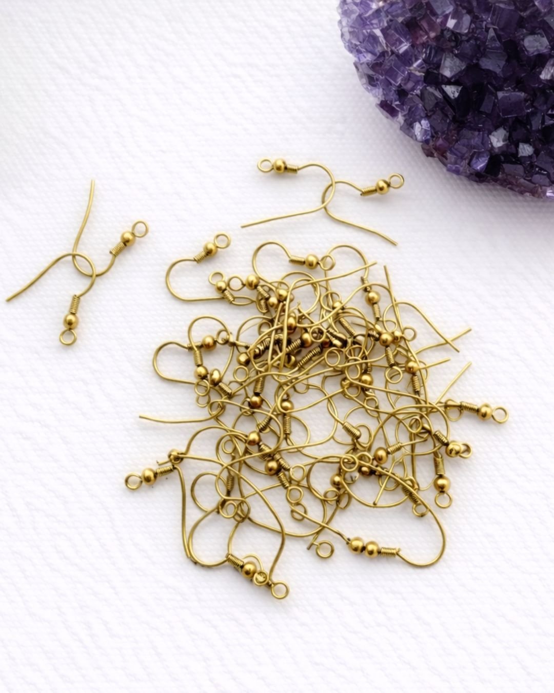 20 Pairs 20mm Brass Ear Wires Hooks