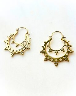 Alternative view of 5/20 Pairs Tribal Double Crescent Brass Earrings