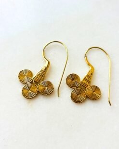 Alternative view of Tribal Spiral Disc Brass Earrings