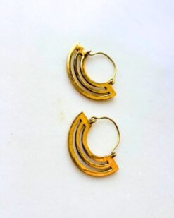 Alternative view of Minimal Layered Crescent Brass Earrings