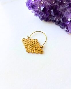 Textured Hammered Half Moon Brass Earrings