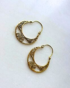 Alternative view of Boho Filigree Crescent Brass Earrings