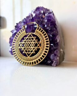 Sri Yantra Hoop Brass Earrings