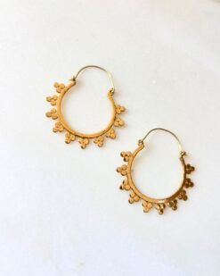 Alternative view of Boho Petal Fringe Hoop Brass Earrings