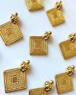 Alternative view of Textured Diamond Brass Charms