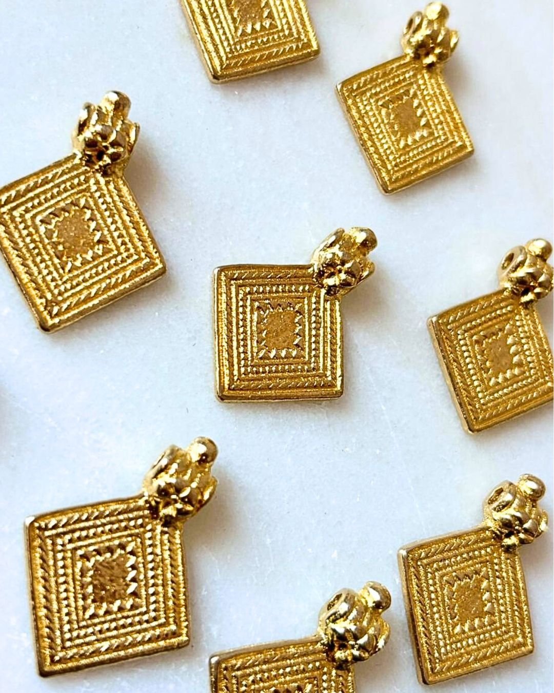 Textured Diamond Brass Charms - Image 2