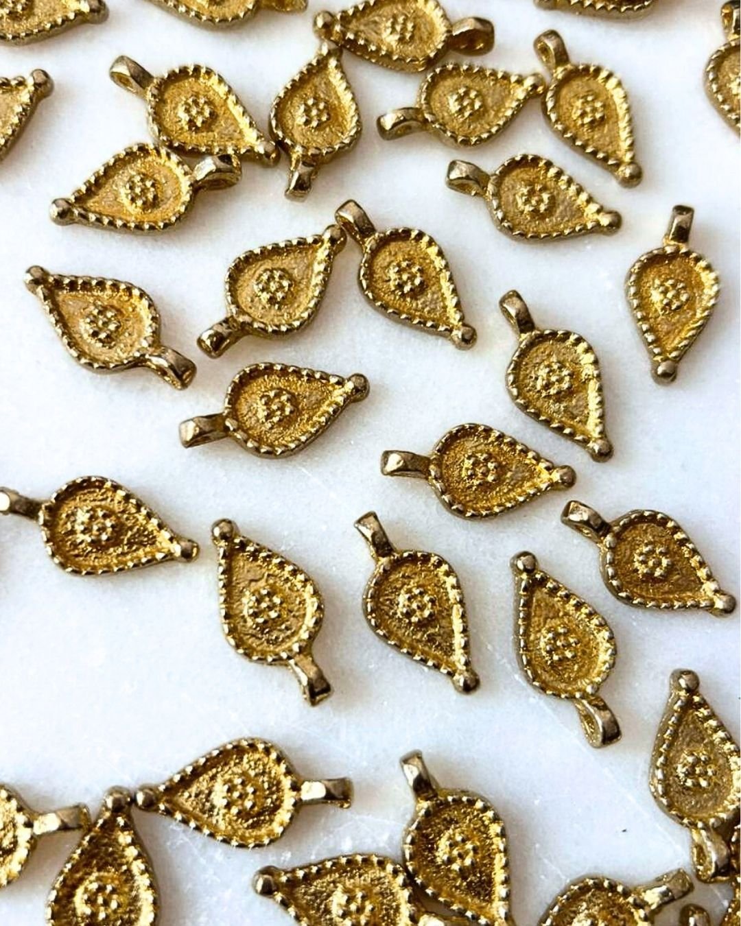Granulated Teardrop Brass Charms