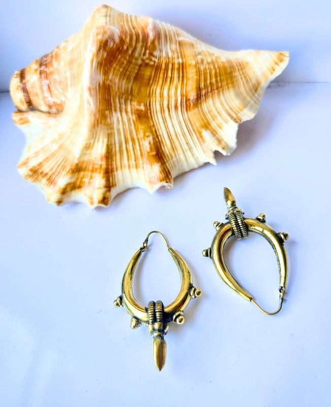 5/20 Pairs Tribal Spike Brass Earrings