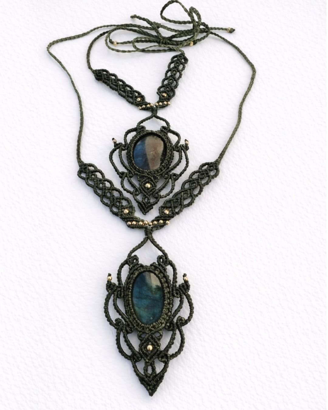 Natural Stone Macrame Necklace