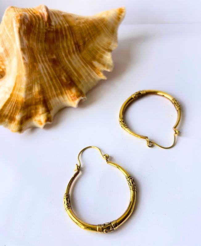 5/20 Pairs Vintage Bali Hoop Brass Earrings