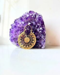 5/20 Pairs Radiant Star Mandala Brass Earrings