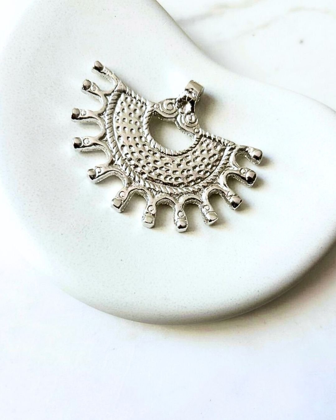 Big Silver Filled Ethnic Brass Charm Pendant 