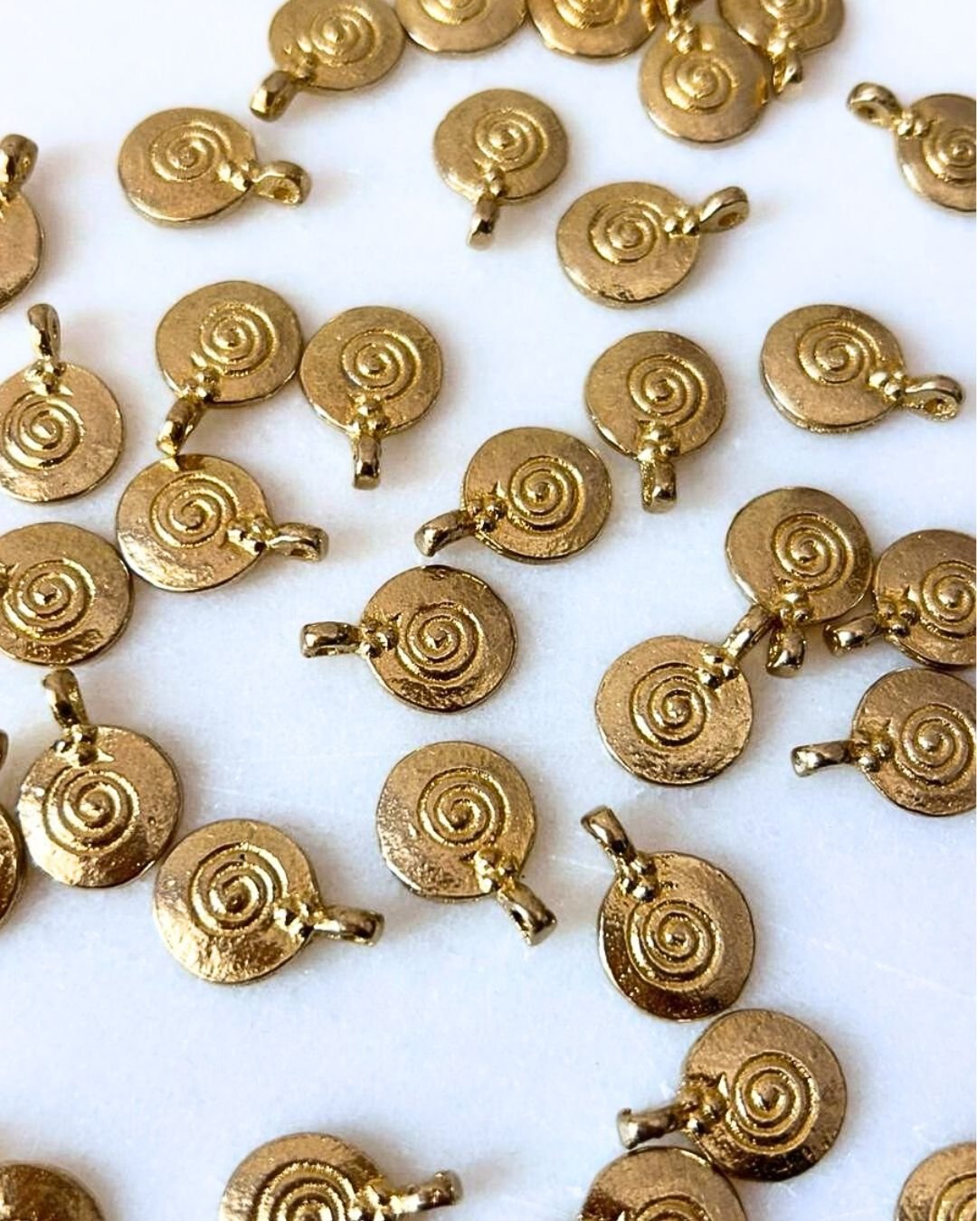 Minimal Spiral Round Brass Charms
