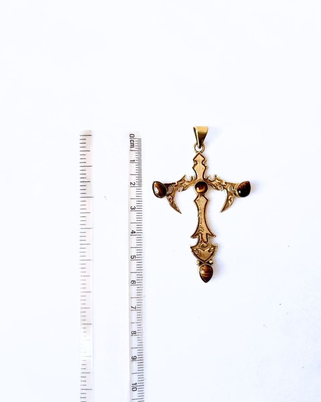 Cross Ornate Gemstone Brass Connector for Jewelry Making - Image 3