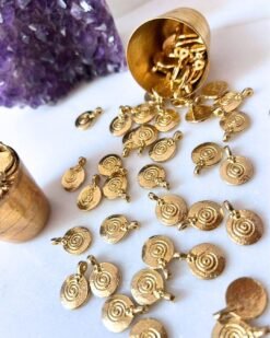 Alternative view of Minimal Spiral Round Brass Charms