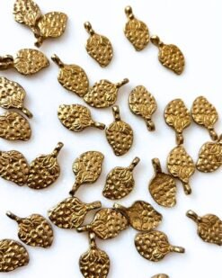 Textured Strawberry Brass Charms