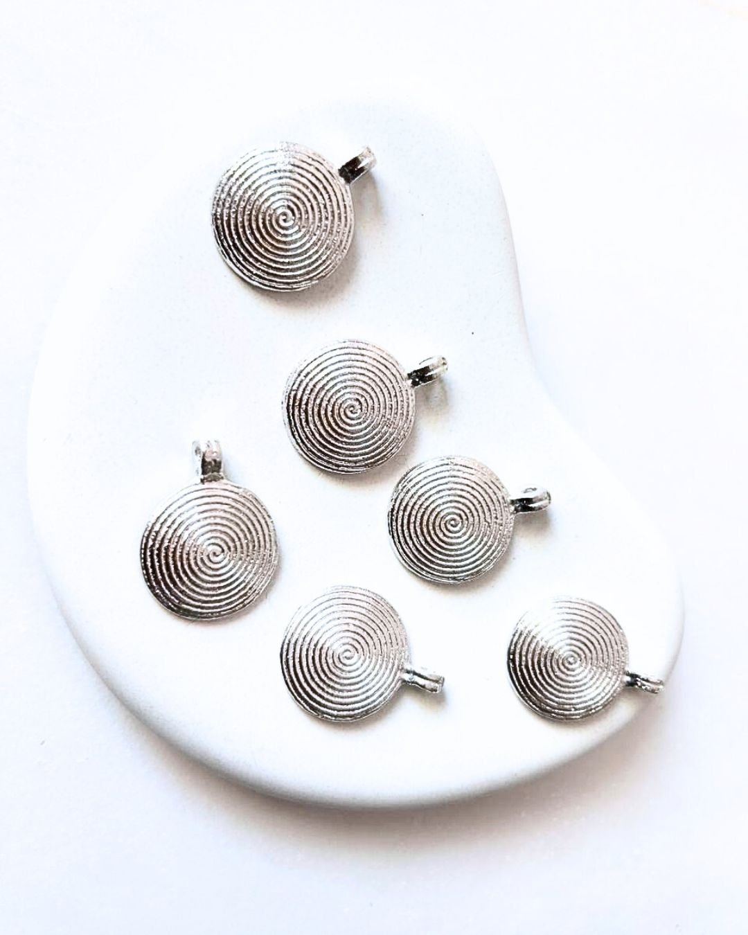 Spiral Silver Plated Brass Charms