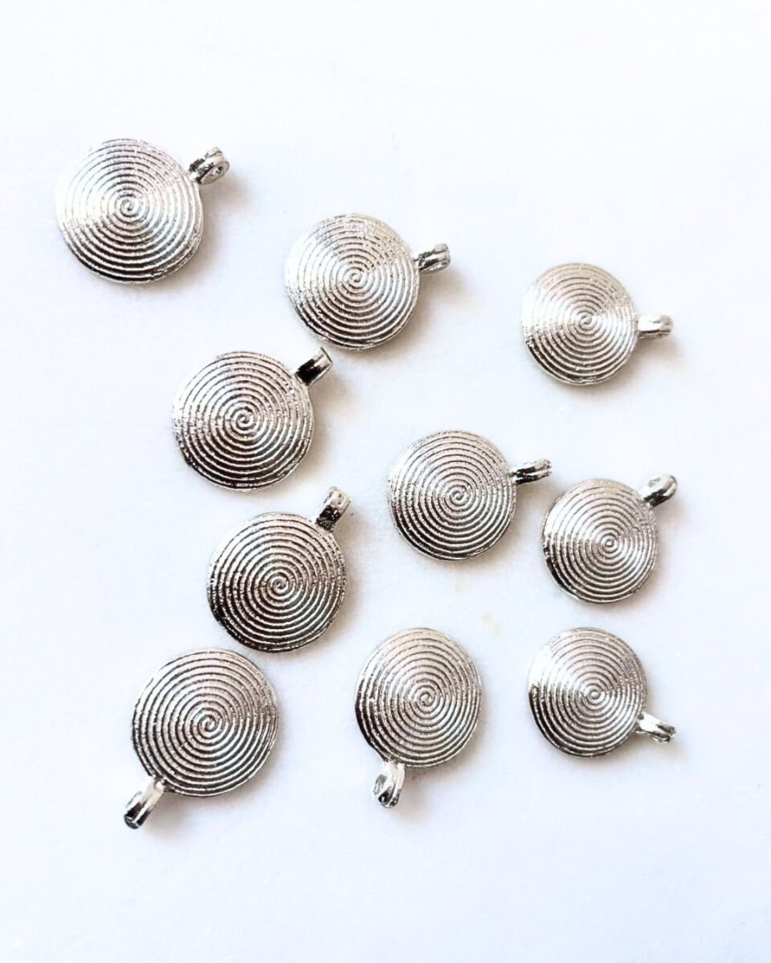 Spiral Silver Plated Brass Charms - Image 2