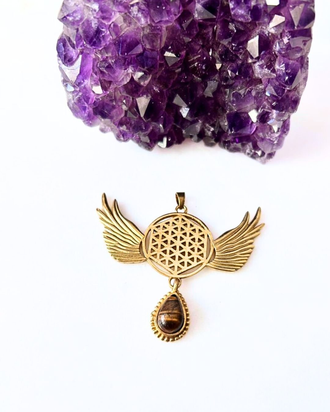 Winged Sacred Geometry Brass Connector for Jewelry Making