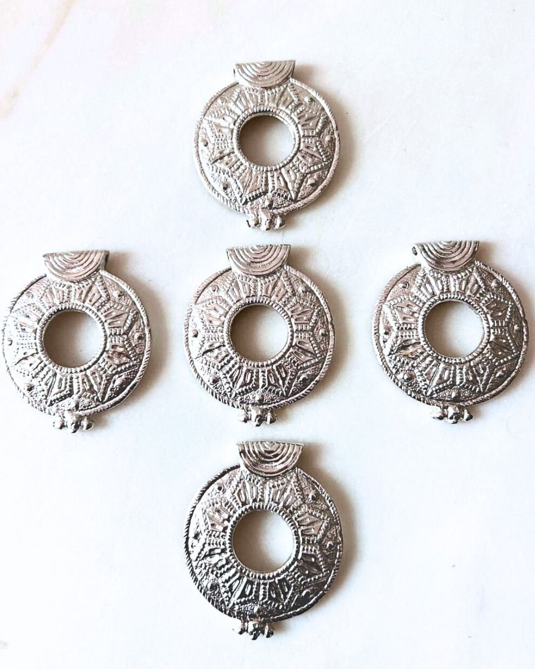 Big Silver Filled Ethnic Brass Pendants - Image 2
