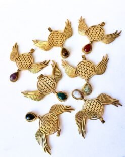 Alternative view of Winged Sacred Geometry Brass Connector for Jewelry Making