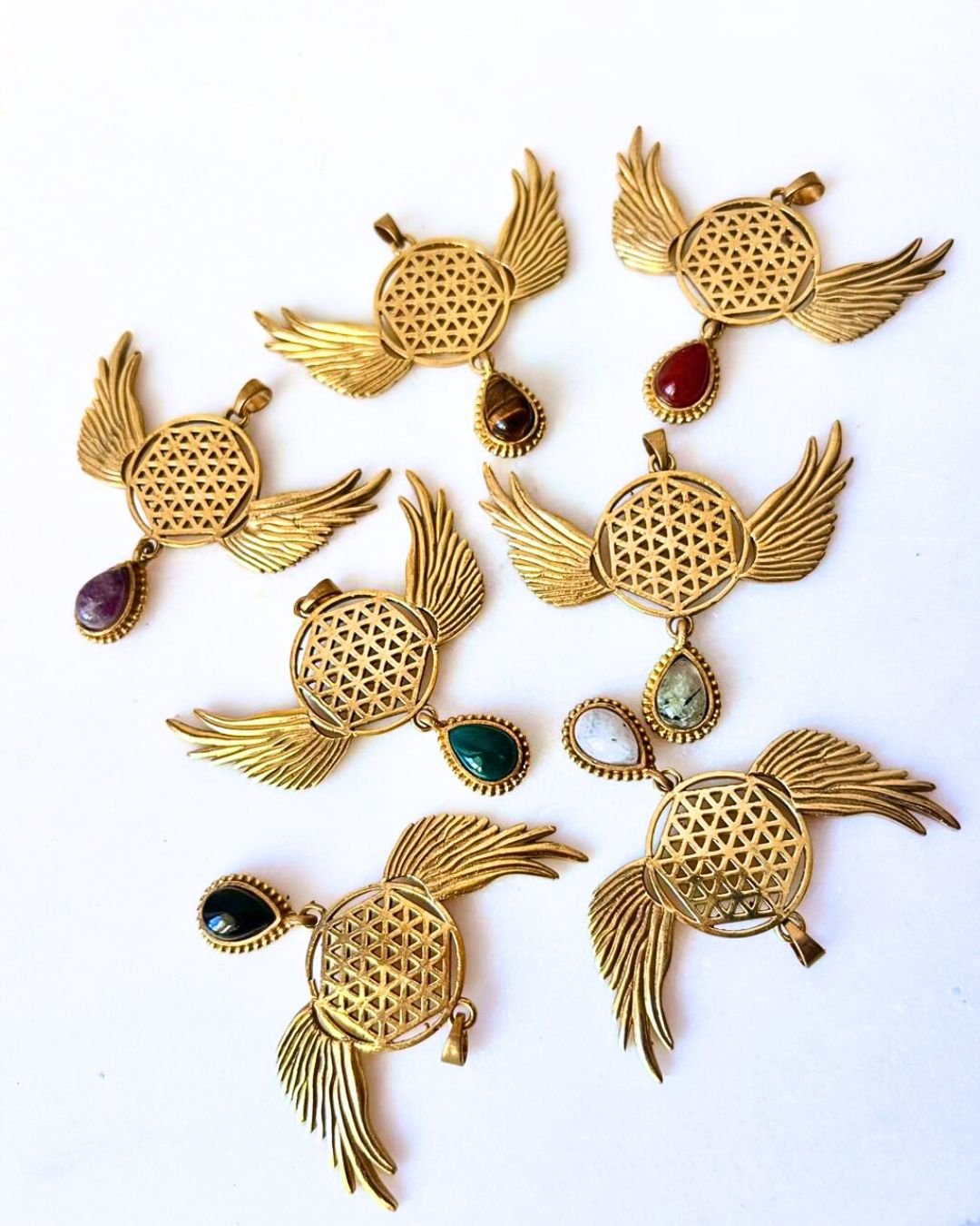 Winged Sacred Geometry Brass Connector for Jewelry Making - Image 2