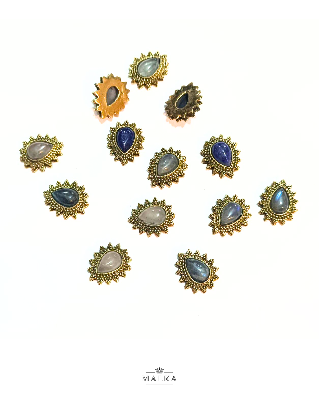 5pcs Drop Dots Grooved Stone Connectors 16MM