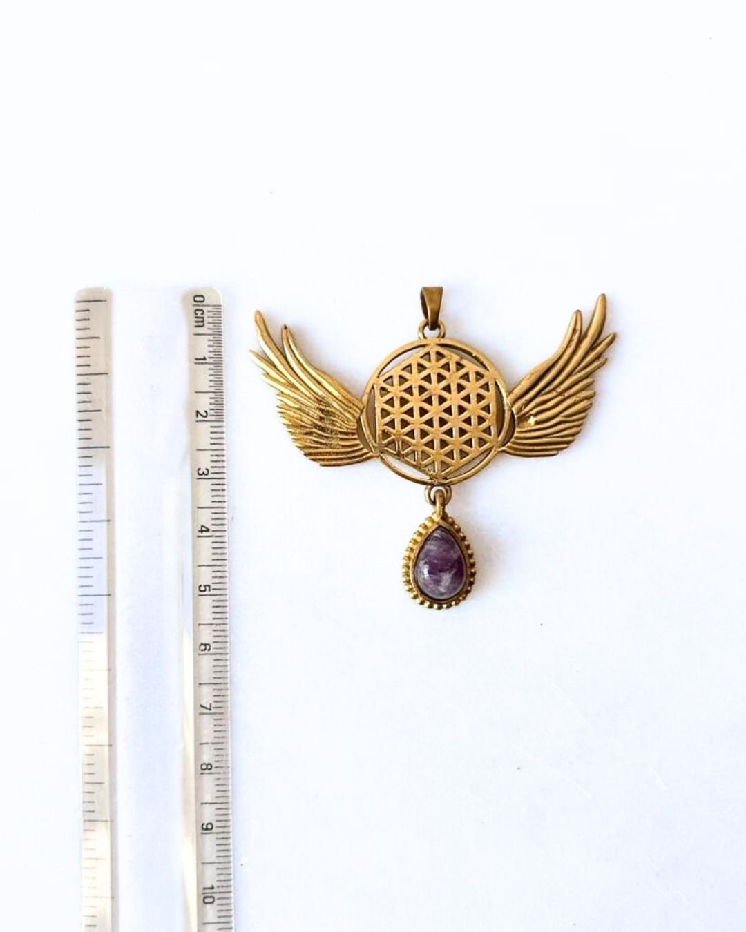 Winged Sacred Geometry Brass Connector for Jewelry Making - Image 3